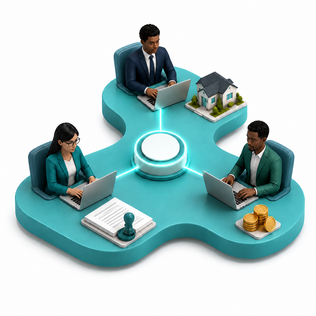Estate agent, conveyancer and funding partner connected through PRX